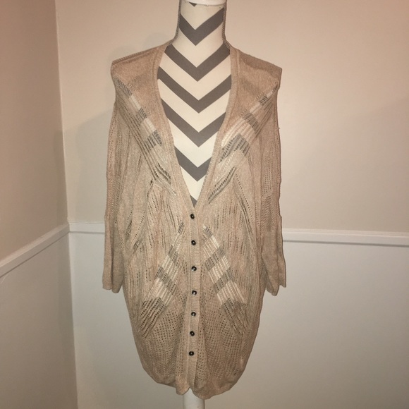 ZOZO | open knit pattern button down cardi duster - Picture 2 of 6